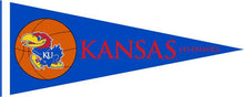 Load image into Gallery viewer, Blue 12x30 inch University of Kansas Basketball Pennant