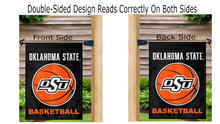 Load image into Gallery viewer, Oklahoma State basketball garden flag reading correctly on both sides