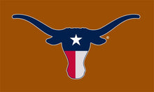 Load image into Gallery viewer, Orange 3x5 Texas Longhorns Flag with Texas State Flag Style Longhorns Logo