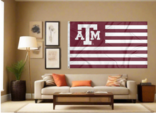 Load image into Gallery viewer, 3x5 Texas A&M Flag with National Logo