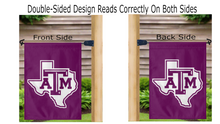 Load image into Gallery viewer, 13x18 Texas A&M Garden Flag with Texas Border and ATM Logo