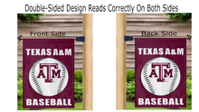 Load image into Gallery viewer, 13x18 Texas A&M Garden Flag with Texas A&M Baseball Logo