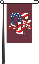 Load image into Gallery viewer, Maroon 13x18 Texas A&M Garden Flag with American Flag Inside ATM Logo
