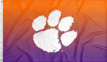 Load image into Gallery viewer, Gradient 3x5 feet wide Clemson University Flag with two metal grommets for indoor home décor