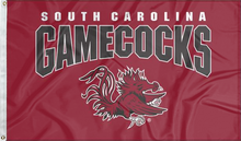 Load image into Gallery viewer, Red 3x5 University of South Carolina Gamecocks Flag with two metal grommets for indoor home décor
