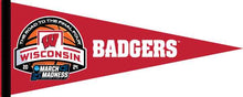 Load image into Gallery viewer, Red University of Wisconsin March Madness 2024 Basketball Pennant