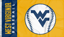 Load image into Gallery viewer, Gold and Blue 3x5 West Virginia Baseball Flag with two metal grommets for indoor home décor