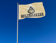 Load image into Gallery viewer, 3x5 Purdue Flag with Purdue Train and Boilermakers Logo