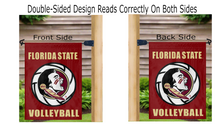 Load image into Gallery viewer, florida state volleyball garden flag displayed on both sides on a mailbox flagpole
