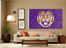 Load image into Gallery viewer, LSU - Tiger Face Purple 3x5 Flag