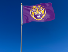 Load image into Gallery viewer, LSU - Tiger Face Purple 3x5 Flag