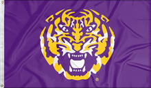 Load image into Gallery viewer, LSU - Tiger Face Purple 3x5 Flag