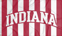 Load image into Gallery viewer, Indiana University 3x5 Flag with Candy Stripes Background and Indiana University Logo