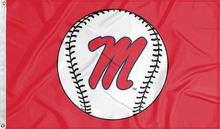 Load image into Gallery viewer, Red 3x5 Ole Miss Baseball Flag with two metal grommets for sports décor