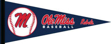 Load image into Gallery viewer, blue 12x30 in. Ole Miss Baseball Pennant for sports décor