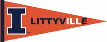 Load image into Gallery viewer, Orange 12x30 University of Illinois Littyville Pennant