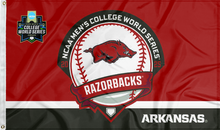 Load image into Gallery viewer, Red and black Arkansas Baseball College World Series 2025 Flag