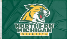 Load image into Gallery viewer, Northern Michigan University - Wildcats Green 3x5 Flag