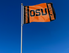 Load image into Gallery viewer, 3x5 Oregon State Flag with 3 Panel Oregon State Logo and OSU Beavers Logo