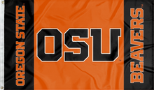 Load image into Gallery viewer, 3x5 Oregon State Flag with 3 Panel Oregon State Logo and OSU Beavers Logo