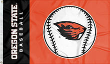 Load image into Gallery viewer, Black and Orange 3x5 Oregon State Baseball Flag with two metal grommets for indoor home décor