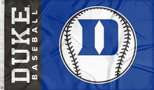 Load image into Gallery viewer, Blue and Black 3x5 Duke Baseball Flag with two metal grommets for sports décor