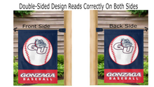Load image into Gallery viewer, Gonzaga Baseball Garden Flag double sided hanging on mailbox flag pole