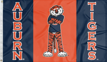 Load image into Gallery viewer, 3x5 Auburn University Flag with Aubie the Tiger and Auburn Tigers logos and two metal grommets