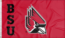 Load image into Gallery viewer, Red 3x5 foot wide Ball State University BSU Flag with two metal grommets