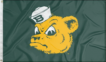 Load image into Gallery viewer, Green 3x5 foot wide Baylor University Flag with Sailor Bear head Logo and Two Metal Grommets