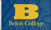 Load image into Gallery viewer, Blue 3x5 foot wide Beloit College Flag with two metal grommets