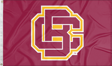 Load image into Gallery viewer, Red 3x5 foot wide Bethune Cookman University Flag with BC Logo and Two metal grommets