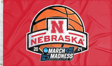 Load image into Gallery viewer, Red 3x5 Nebraska March Madness Flag with two metal grommets