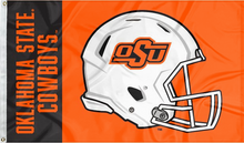 Load image into Gallery viewer, Black and Orange three by five foot wide Oklahoma State University Football Flag with two metal grommets