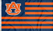 Load image into Gallery viewer, Blue and Orange stripes 3x5 foot wide USA Flag Style Auburn University Flag with two metal grommets