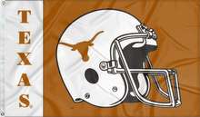 Load image into Gallery viewer, Two panel white and orange University of Texas Football Flag with two metal grommets