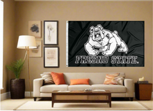 Load image into Gallery viewer, Black 3x5 Fresno State Flag with Fresno State Bulldog Logo
