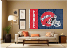 Load image into Gallery viewer, 3x5 Fresno State Flag with Fresno State Football Helmet Logo