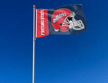 Load image into Gallery viewer, 3x5 Fresno State Flag with Fresno State Football Helmet Logo