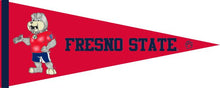 Load image into Gallery viewer, Red 12x30 Fresno State Pennant with Victor E Bulldog Logo