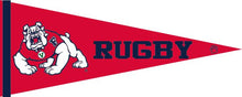 Load image into Gallery viewer, Red 12x30 Fresno State Pennant with Fresno State Rugby Logo