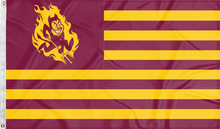 Load image into Gallery viewer, Maroon and Gold striped 3x5 foot wide Arizona State University flag with two metal grommets