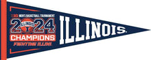 Load image into Gallery viewer, Blue and Orange 12x30 Big 12 Men's Basketball Tournament 2024 Illinois Fighting Illini Basketball Champions Pennant