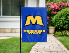Load image into Gallery viewer, back side of morehead state eagles double sided garden flag for yard decor