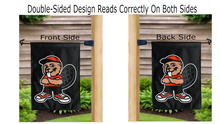 Load image into Gallery viewer, Benny the Beaver logo reading correctly on both sides of OSU garden flag