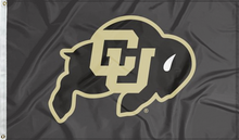 Load image into Gallery viewer, Black 3x5 feet wide University of Colorado Buffaloes Flag with Two metal grommets