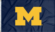 Load image into Gallery viewer, Blue University of Michigan Applique Flag for outdoor man cave decor