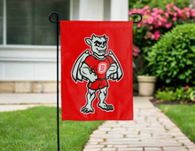 Load image into Gallery viewer, bradley university garden flag with kaboom gargoyle logo for yard decor