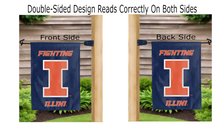 Load image into Gallery viewer, fighting illini logo reading correctly on both sides of double sided garden flag