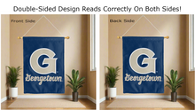 Load image into Gallery viewer, g georgetown logo reading correctly on both sides of blue double sided house flag